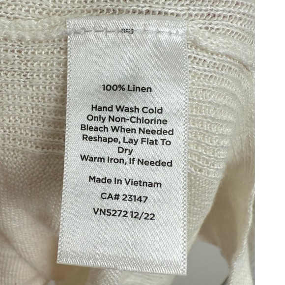 Talbots Womens 100% linen Cardigan Sweater Button Front Long Sleeve Cream Size L - Picture 3 of 4